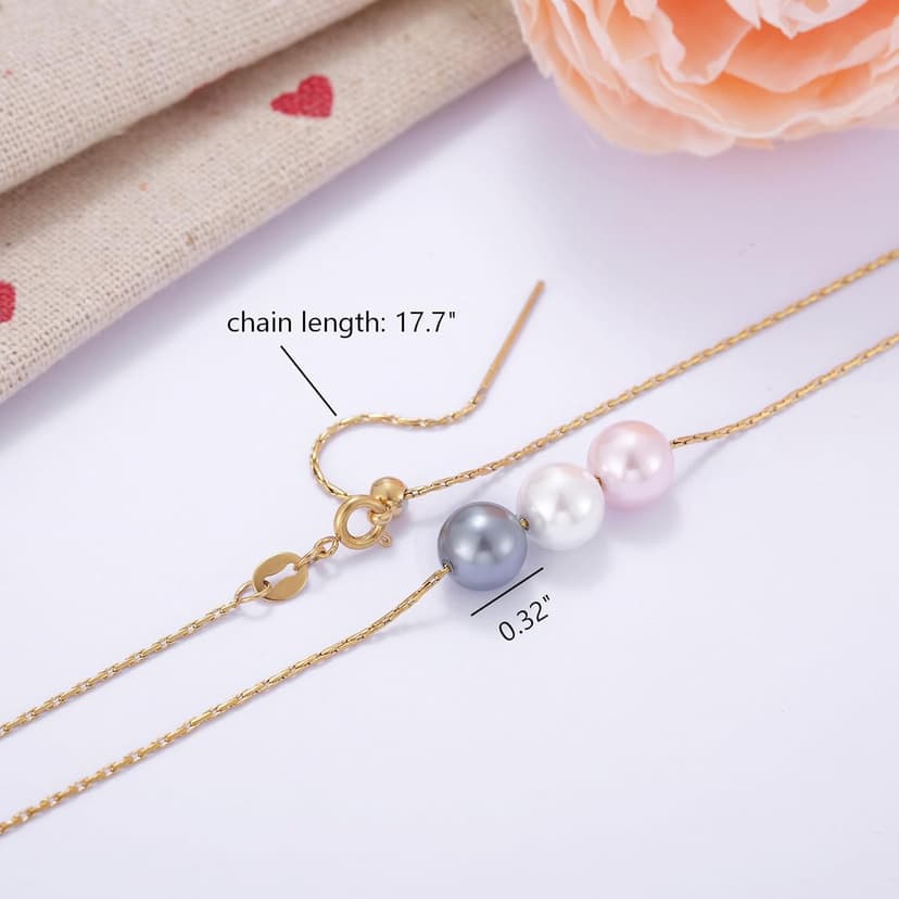 Kvekstio 8mm Pearl Pendant Necklace Gift for Women, Elegant Three Pearls Jewelry for Birthday, Christmas, Friendship Day