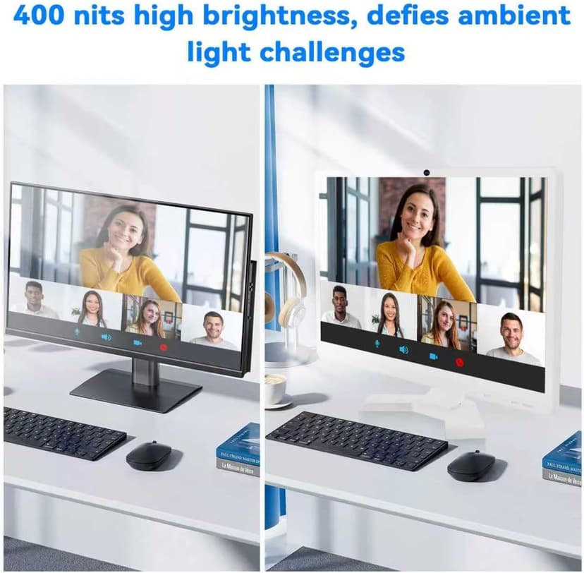 22 inch Touch Screen Monitor with Webcam FHD 1920x1080P Computer Monitor FreeSync HDR HDMI Ports Eye Care Frameless VESA Mount