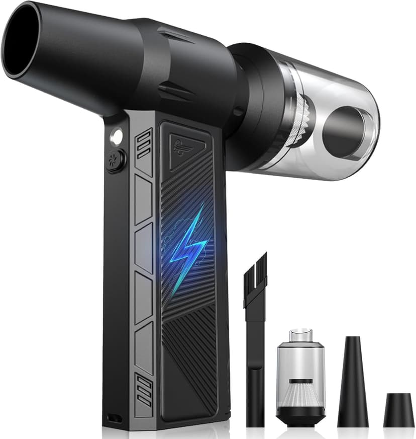 Compressed Air Duster, 150000RPM Super Power Cordless Electric Air Duster, Fast Charging Rechargeable Air Blower Vacuum Cleaner 3-Gear Adjustable for Computer, Keyboard, Car, Outdoor and Home