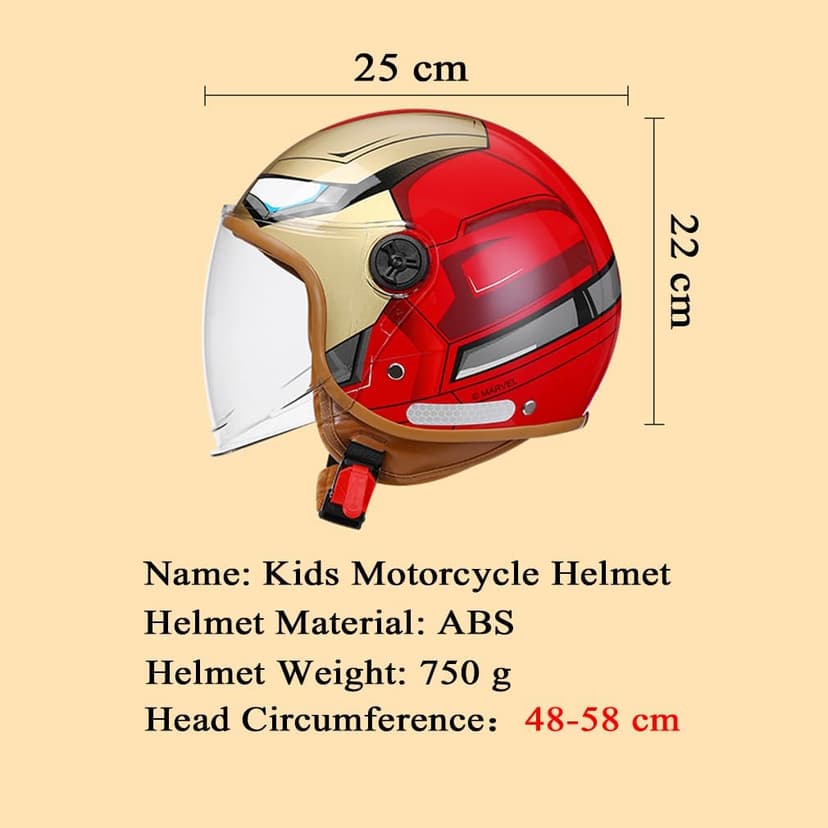 Youth & Kids Gift Retro Electric Motorcycle 3/4 Half Helmet,Toddler Cute 3/4 Open Face Motorcycle Half Helmet,DOT Approved,Boys Girls Go-Kart Dirt-Bike Street Scooter Vespa ATV Helmet