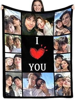 Custom Blanket with Picture Text Customized Fleece Photo Blanket for Couples Gifts Personalized Blankets and Throws Christmas Birthday Gifts for Boyfriend Girlfriend