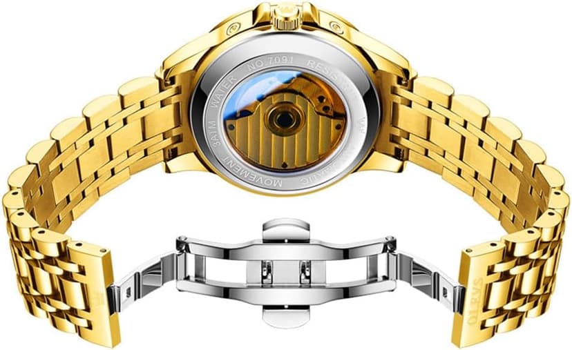 OLEVS Automatic Watches for Men Luxury Skeleton Multi-Function Mechanical Watch Self Winding Date Waterproof Luminous Mens Watch