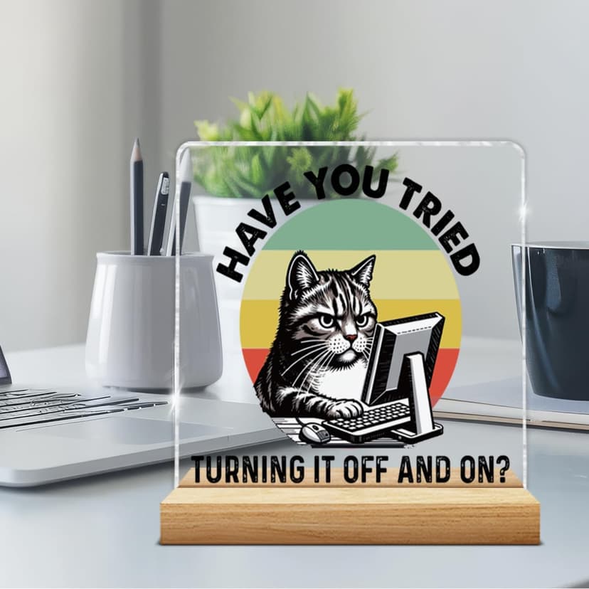 Funny Tech Guys Office Decor, Humorous Gifts for IT Team Technical Tech Guys Engineers Programmer, Technician Gifts Engineer Gift Acrylic Plaque Sign Office Desk Decor B0FRS4VC62