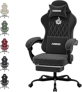 Ergonomic Gaming Chair Video Gamer Chairs Gaming Computer Chairs Gamer Chairs for Adults Massage Lumbar Support Swivel Height Adjustable Headrest Backrest Black