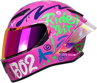 Full Face Motorcycle Helmet, DOT Approved, ABS Shell, Graffiti & Handprint Art Graphic Design, for Men Women and Youth