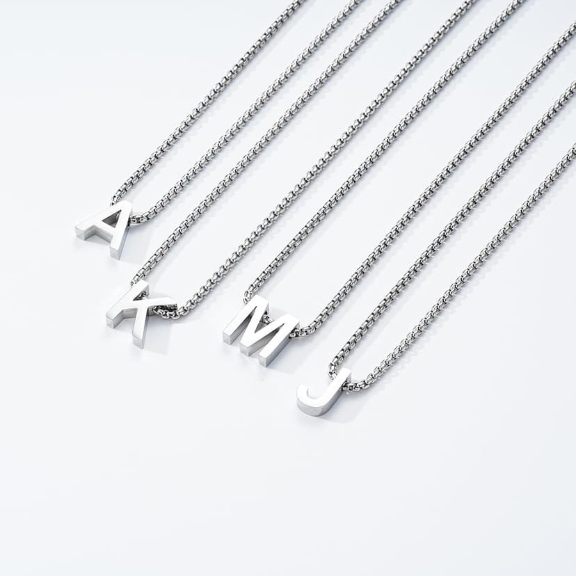 Initial A-Z Letter Necklace Gifts for Boys Men, Stainless Steel Letter Pendant Christmas Stocking Stuffers Birthday Jewelry Gifts Ideas for Teens Teenage Kids Him