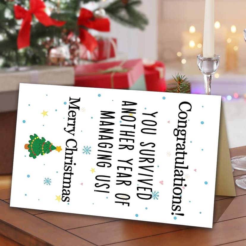 Funny Boss Christmas Card, Boss Christmas Gifts with Premium Envelope, 8x5.3 Inches