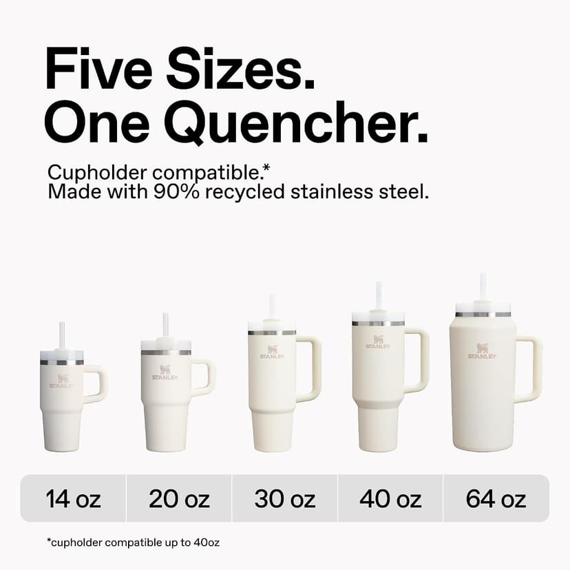 Handle and Straw | 3-Position Lid | Cup Holder Compatible for Travel | Insulated Stainless Steel Cup | BPA-Free STANLEY Quencher H2.0 Flow State Tumbler, 30 oz, Ash B0CJZF9XZZ