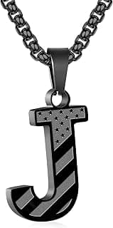 Stainless Steel Army Pendant Jewelry for Kids Teen Boy Zocomi American Flag Initial Necklace Gifts for Boys & Men B0FS78XFTM