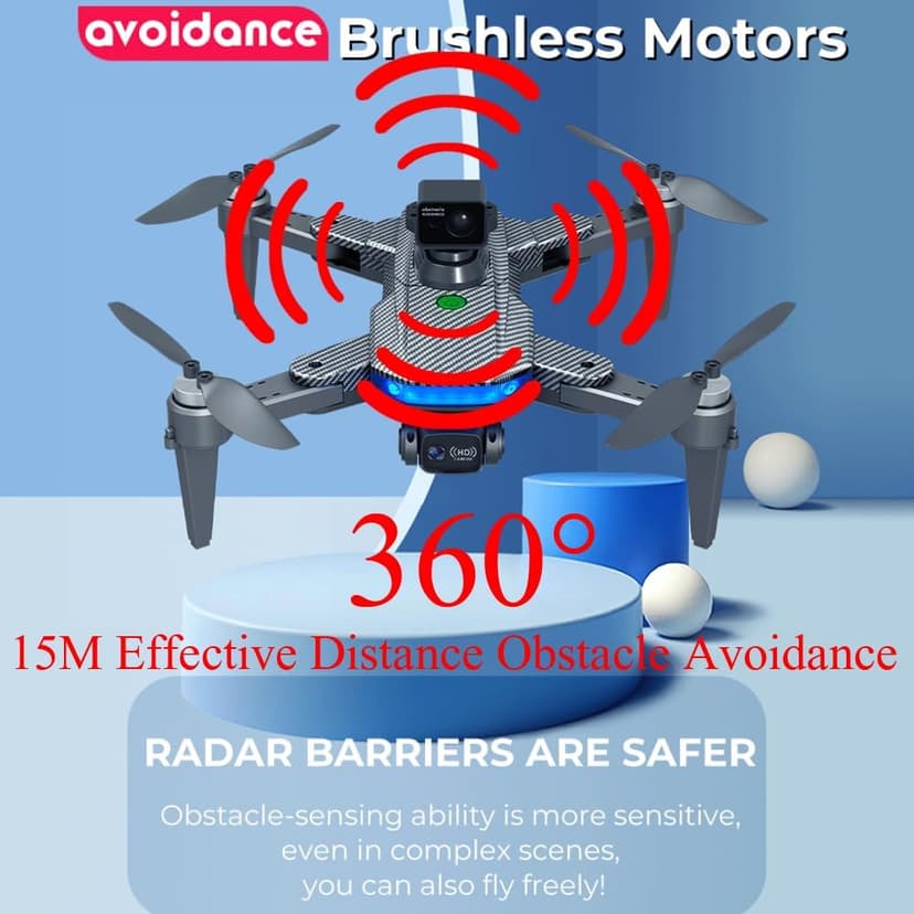 Lozenge Drones 360° Obstacle Avoidance Brushless Drones with Camera for Adults 4K GPS Smart Follow Auto Return Long Battery Life Quadcopter Big Size L900 HJ90 3 Battery Black Carbon Fiber Pattern