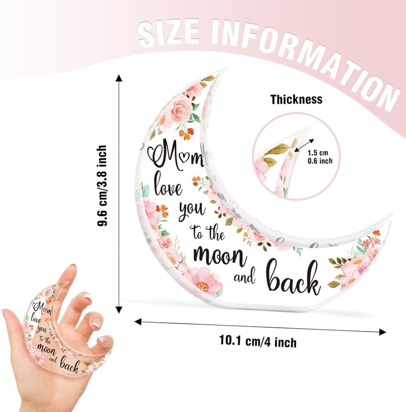 Gifts for Mom, Mom Christmas Gifts from Daughter Son, Christmas Gifts for Mom - Thanksgiving Presents for Mom - Acrylic Moon Shaped Decorative Plaque Gifts.