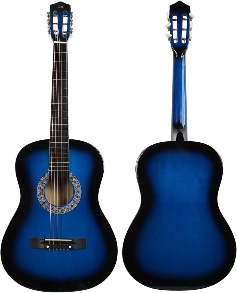 YMC 38" Blue Beginner Acoustic Guitar Starter Package Student Guitar with Gig Bag,Strap, 3 thickness 9 Picks,2 Pickguards,Pick Holder, Extra Strings, Electronic Tuner -Blue