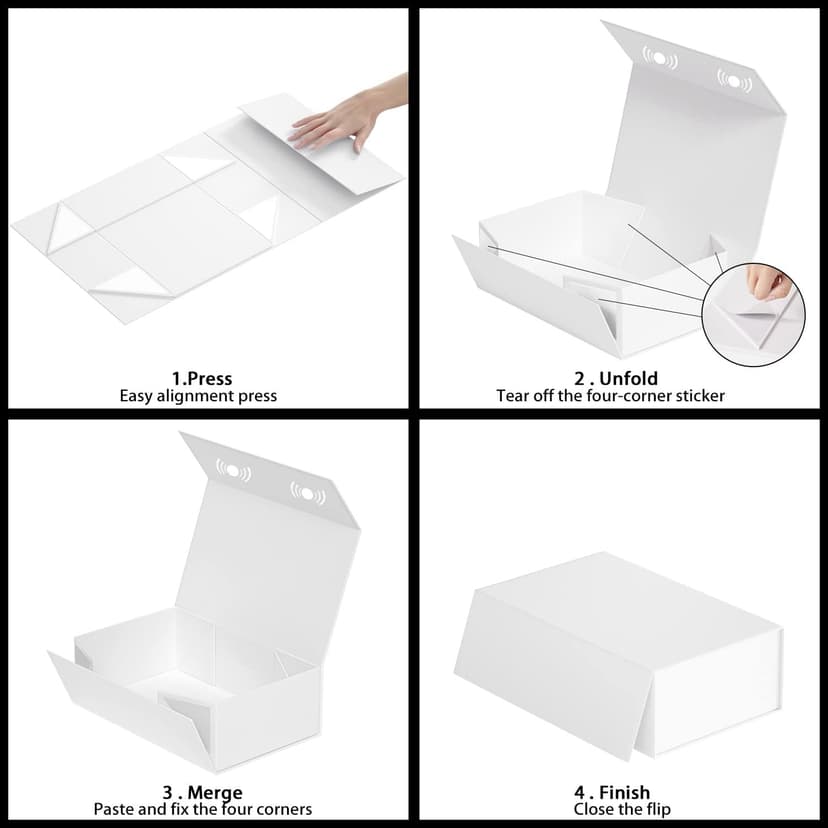 White Gift Box, 9.5x6x3'' Gift boxes for Presents with Lids Magnetic Closure Rectangle Collapsible for Bridesmaid Proposal Box, Wedding, Christmas, Halloween, Birthday Gift Packging