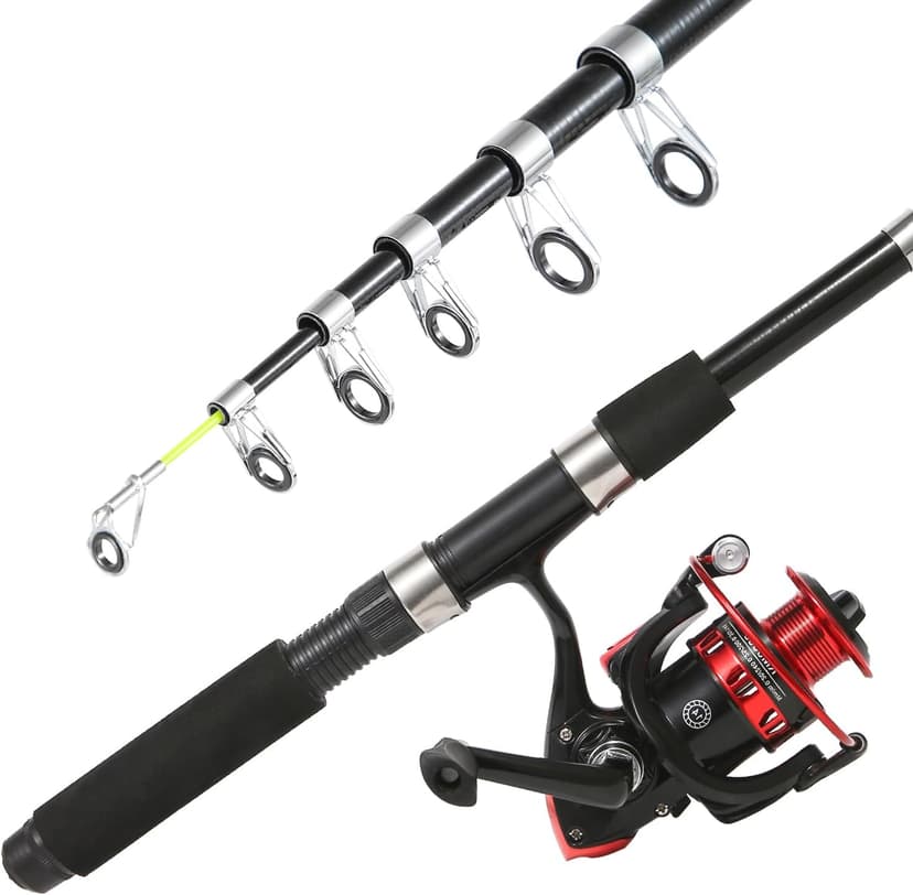 Tripquips Fishing Rod, 6.9ft 2Pcs Telescopic Fishing Rods Set, Carbon Fiber Fishing Pole, 2PCS Spinning Rod and Reel Combo with Carrier Bag Freshwater Fishing Rod and Reel Combos Kits Fishing Gear