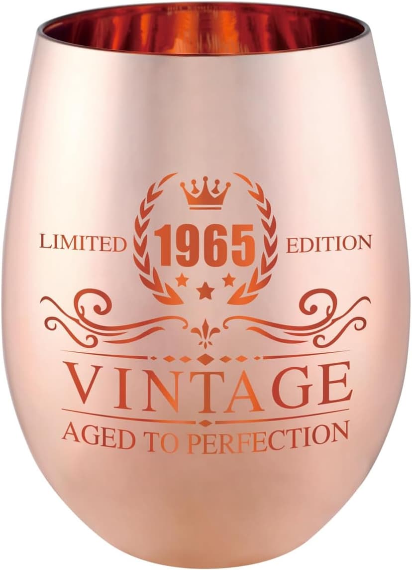 60th Birthday Gifts for Women - Vintage 1965 Wine Glass - 60th Birthday Decorations for Her - Funny Bday Present Ideas (wine glass, 1965)