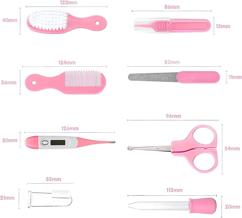 Baby Grooming Kit, Infant Safety Care Set with Hair Brush Comb Nail Clipper Nasal Aspirator,Baby Essentials Kit for Newborn Girls Boys (Pink Baby Grooming kit) B0BJ6YM9JX