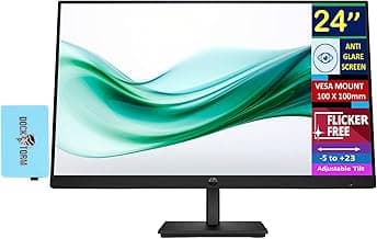 HP V24v G5 24" FHD Computer Monitor (1920x1080), 75Hz Anti-Glare Display, AMD FreeSync, HDMI, VESA Mount, Black, with Dockztorm Dock