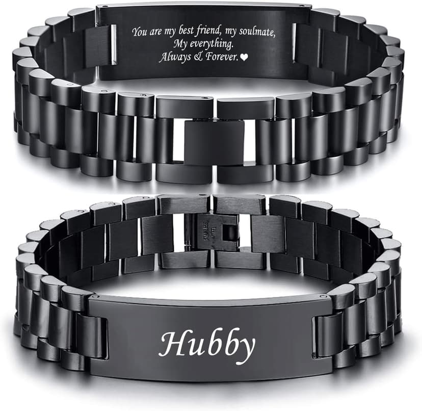 VNOX Elgant Link Bracelets Father Day Christmas Birthday Valentines Personalized Gift for Dad Husband Grandpa Boyfriend Masculine Watch Band Stainless Steel Bracelet Gift for Dad Grandpa Husband B0D8BD71RQ
