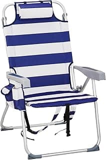VINGLI Aluminum Backpack Beach Chair for Adults, Portable Lightweight Reclining Beach Chair with Headrest & Side Pocket, Lay Flat Beach Chair with 5 Positions for Outdoor Lawn/Fishing/Pool Lounge
