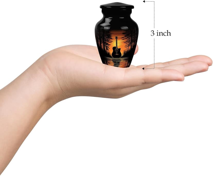 Guitar Urns for Human Ashes - Music Lover Cremation Keepsake Urns for Human Ashes Male & Female - Musical Instrument Burial Urn for Women & Men - Memorial Gift for Father - Small - 3 Inch B0H75NTJX2