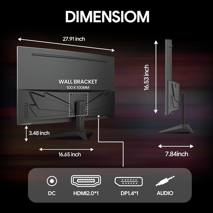 CRUA 32" Curved Gaming Monitor, 240Hz FHD 1920x1080 VA Panel, 1800R Display, AMD FreeSync, 120% sRGB, Low Blue Light, HDMI & DP, Wall Mountable PC Monitor for Gaming, Streaming & Work, Black