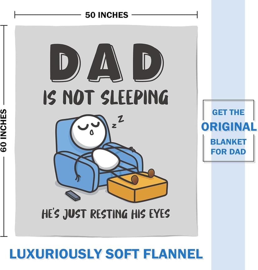 Dad Gifts from Daughter Son, Super Soft Throws Blanket for Couch and Napping, 60" x 50" (Gray) Funny Birthday Gift for Dad Husband, Dad is Not Sleeping Blanket B0DPW37148