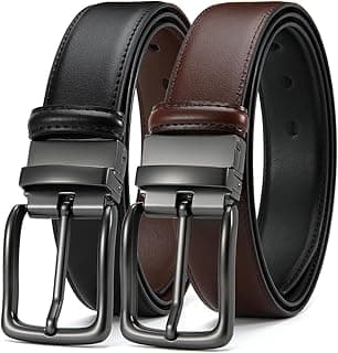 DOOPAI Reversible Leather Belt for Men 1.25" - Dual Sided Dress and Casual Belt, Trim to Fit, 2 Styles in One Belt
