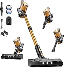 Cordless Vacuum Cleaner, 8 in 1 40Kpa 55Mins,Lightweight Vacuum Cleaners for Home, Stick Vacuum with Anti-Tangle Brush,Wall Mount, Rechargeable Cordless Vacuum for Floor/Sofa/Pet Hair,Gold