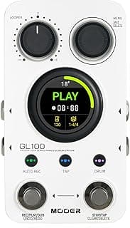 MOOER GL100 Looper Pedal Drum Machine, 2 in 1 Drum Looper Guitar Pedal 1.3-inch Touchsreen 100 Slots with 300 Minutes in Total Auto-record Time Stretch Function Dedicated Editor Software