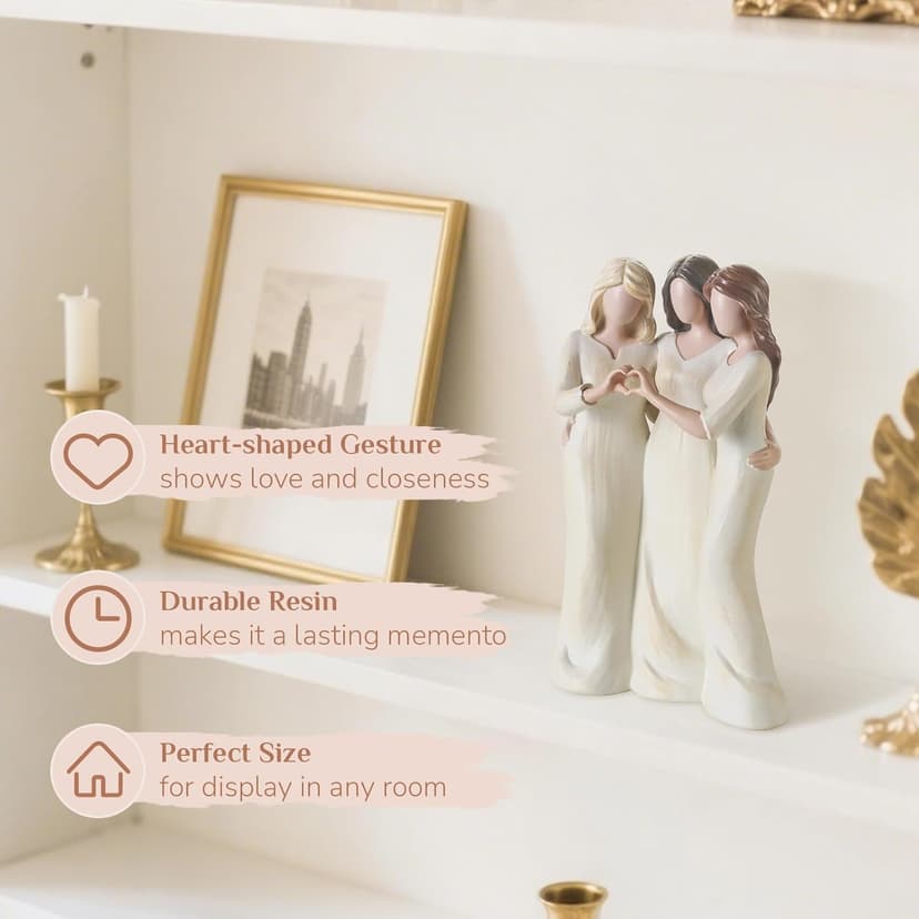 Storieme Storieme Friend Birthday Gifts for Women: Unique 3 Sisters Friendship Resin Figurines Statue - Sister Gift from Sisters - Special Christmas Friendship Day Present for Besties Female