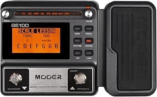 MOOER GE100 Multi-Effects Guitar Pedal with 80 Presets, 66 Effects, Loop and 40 Drum Rythm. Distortion, Expression Volume Wah Pedal, Tap Tempo, Headphone Out, LED Screen, Tuner