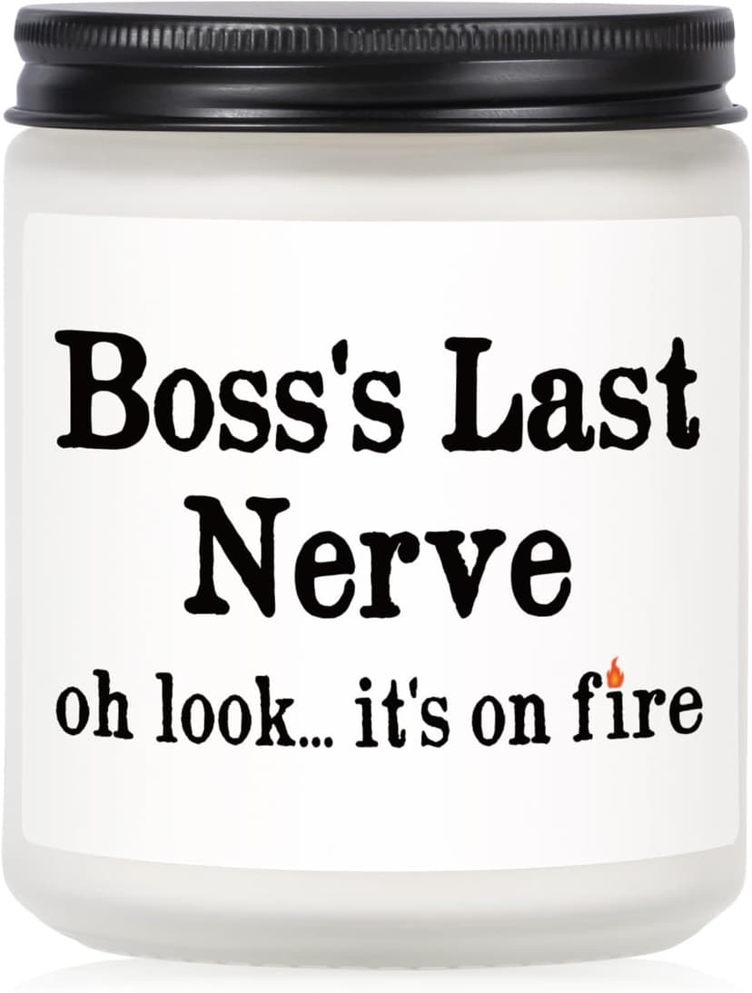 Funny Boss Gifts for Women Men- Handmade Lavender Soy Wax Candle- Best Boss Lady Gifts for Women, Birthday Christmas Gift for Boss Female, Boss's Last Nerve Candle (7oz)
