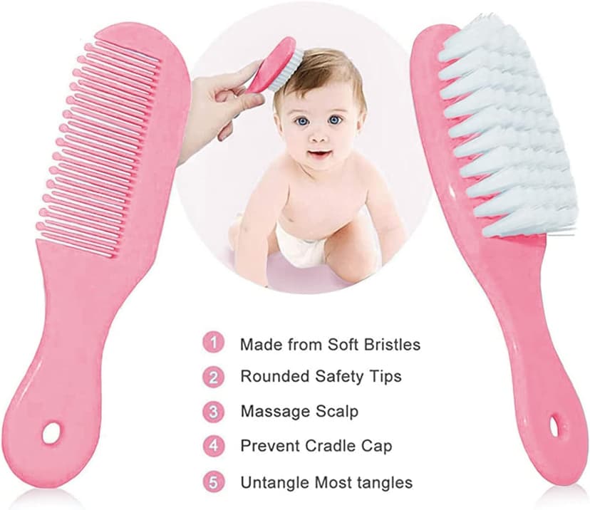 Baby Grooming Kit, Infant Safety Care Set with Hair Brush Comb Nail Clipper Nasal Aspirator,Baby Essentials Kit for Newborn Girls Boys (Pink Baby Grooming kit) B0BJ6YM9JX
