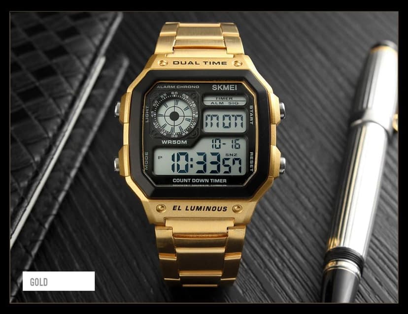 FANMIS Men's Luxury Digital Quartz Waterproof Wrist Watches Dual Time Countdown Alarm Stopwatch Backlight Multi-Function Watch