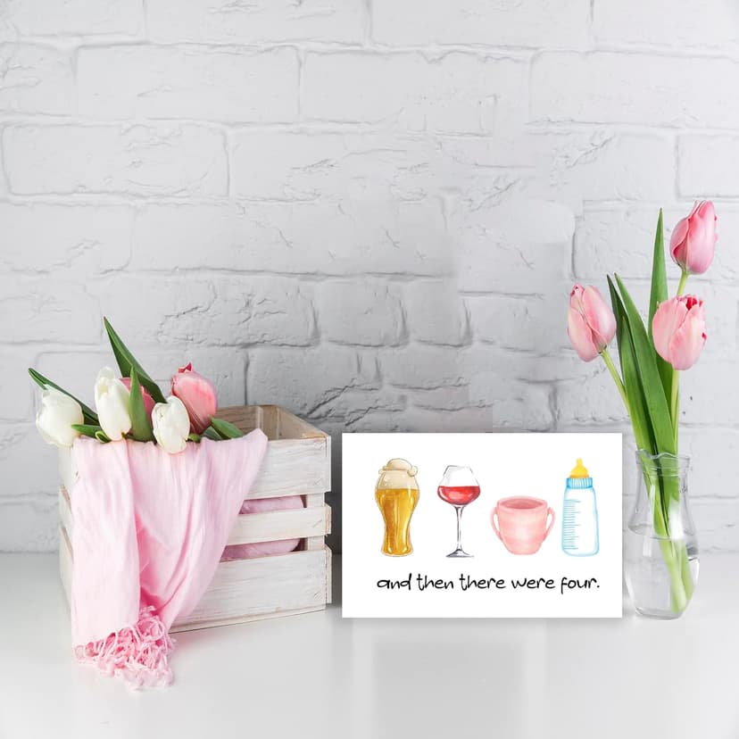 VvOoOvV Funny s for Boys Girls, Cute New Baby Card for New Mom Dad, Cute Baby Birthday Card for Friend, And Then There Were Four Card