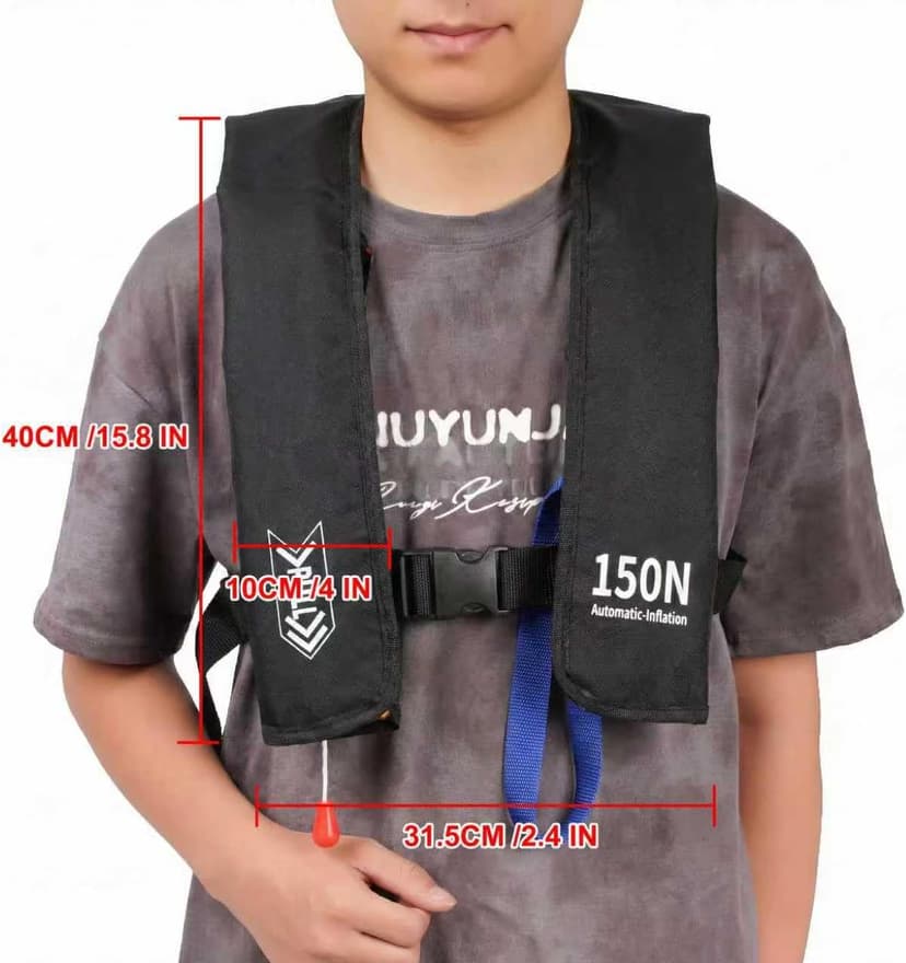 Automatic Inflatable Life Jacket | Low Profile PFD for Adults | Compact Design Self Inflating Life Vest | Supports up to 330 lbs