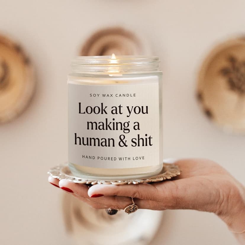 Postpartum Gift for Mom After Birth, First Time Moms Mothers Day Gift, Soy Wax Candle, 7 Oz Funny New Mom Gifts, Handmade Scented Lavender Candle for New Mom B0DW3PP13S