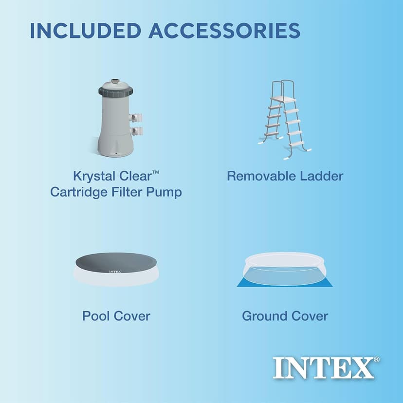 Intex Easy Set 18 Foot by 48 Inch Round Inflatable Above Ground Swimming Pool with Filter Pump, Ladder, Pool Cover, and 6 Pack Filter Cartridges, Blue