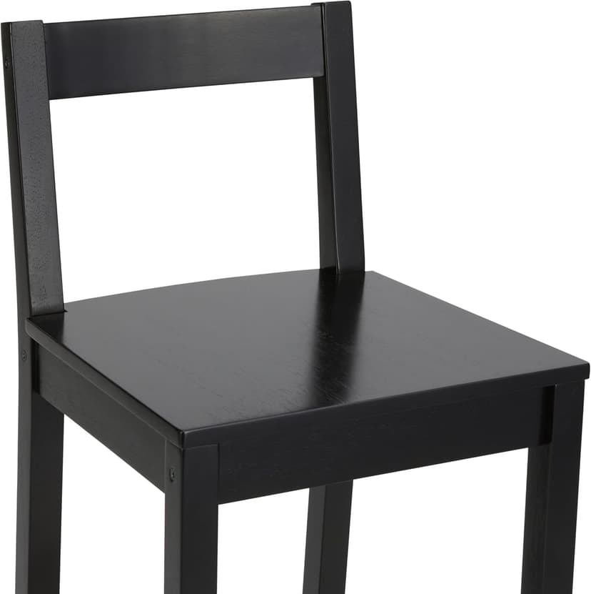 Amazon Basics Wooden Counter Height Bar Stool with Backrest for Kitchen Island, 24", Black, Set of 2