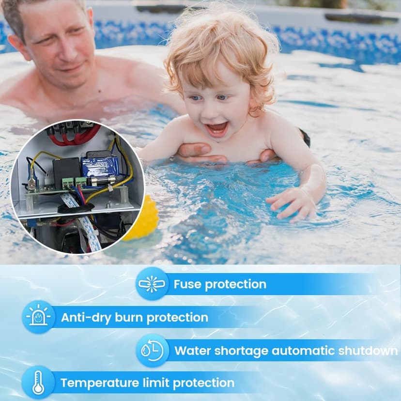 Electric Pool Heater for Inground & Above Ground Pools 11KW 220V, Hot Tub Heaters with Digital Touch Screen, SPA Water Thermostat Swimming Pool Warmer