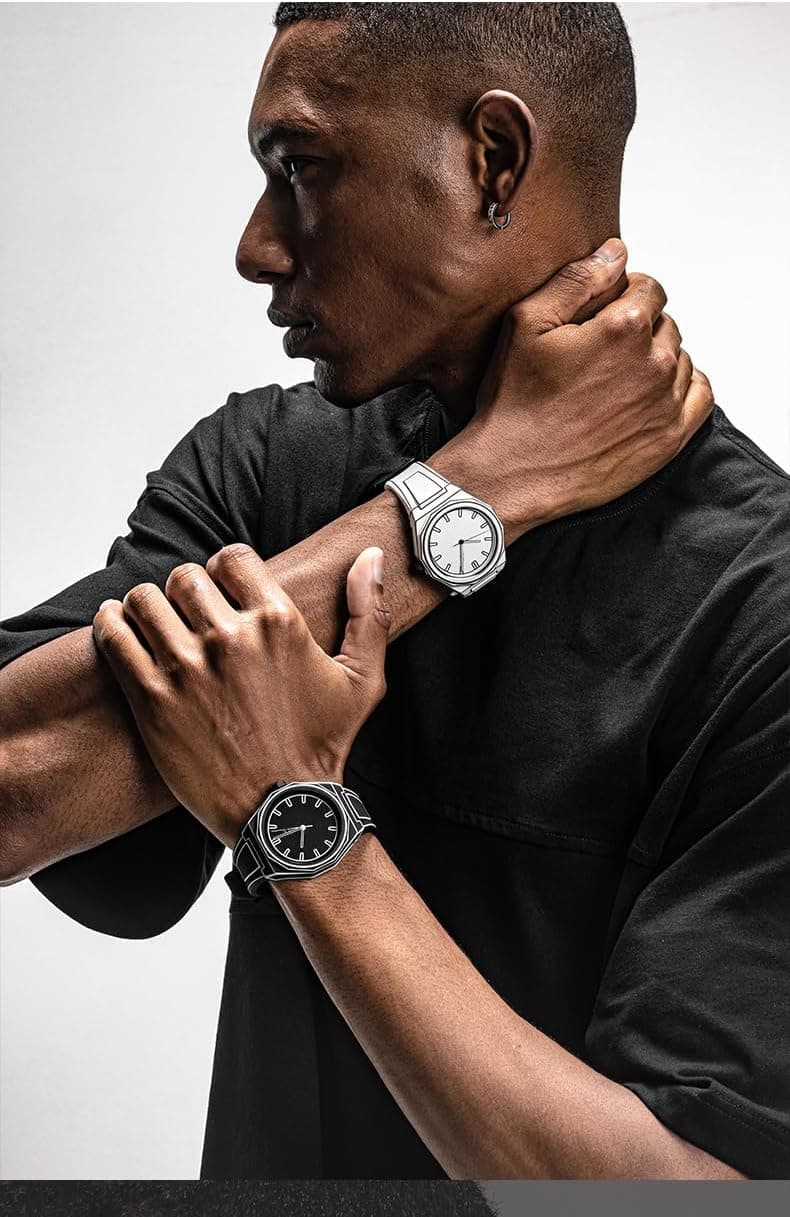 GORBEN Creative Sketch Watch Sports Fashion Quartz Minimalist Black and White Anime Series Watch