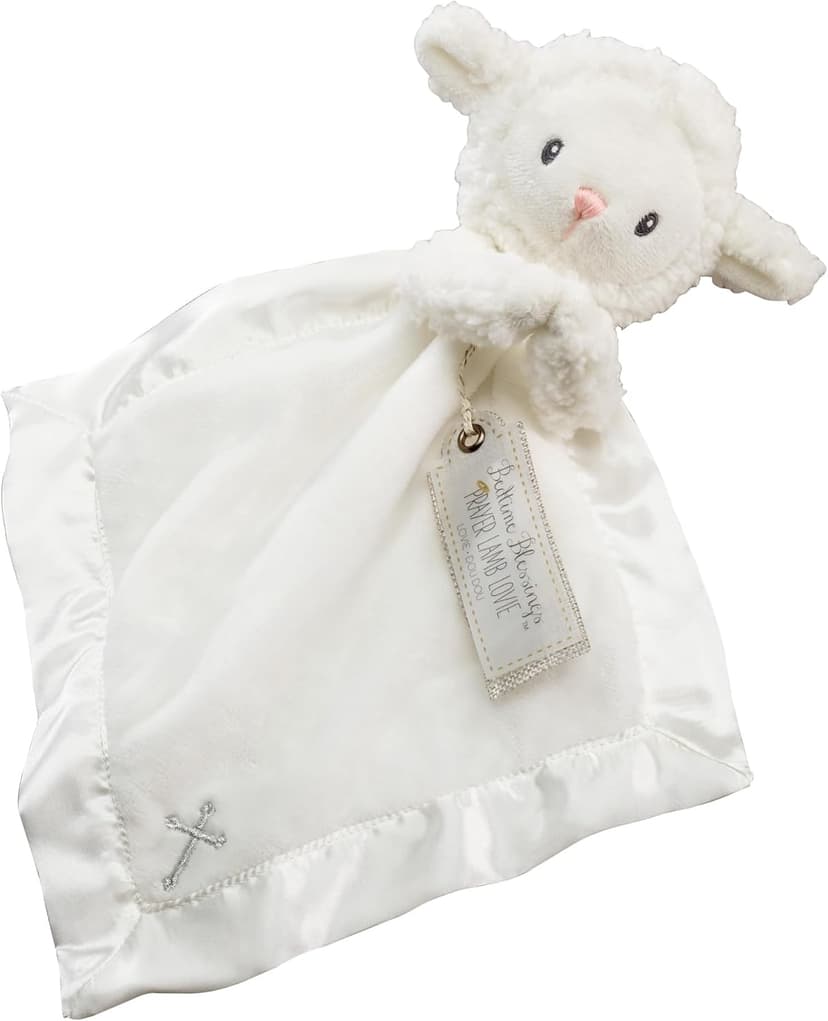 Baby Aspen Bedtime Blessings Lamb Lovie for Babies Security Blanket, Rattle, Newborn Baby Toy, White, 1 Count (Pack of 1)