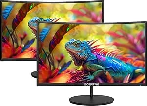 2-Pack Curved 27 Inch FHD 100Hz Computer Monitor, HDMI X2, R1500, 1ms, 100% sRGB, Built-in Speakers, Wall Mount, Tilt, Professional and Gaming, Machine Black