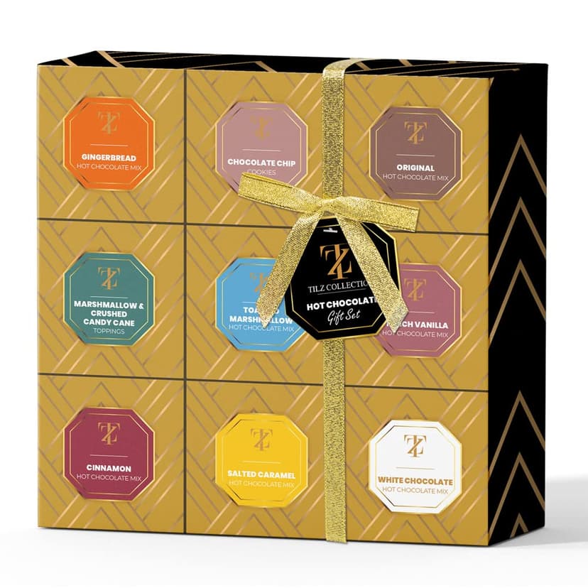 Hot Chocolate Cocoa Gift Set Mini Drinking Chocolate Different Flavors Selection Including Roasted Marshmallow Hazelnuts Gingerbread Luxury Christmas Gifts