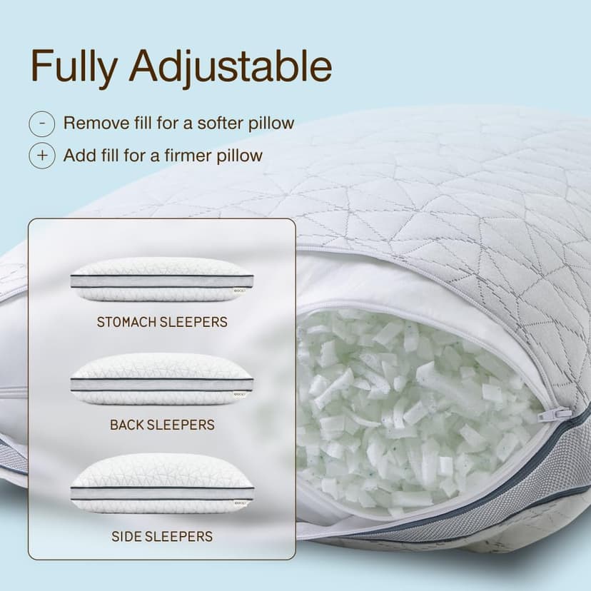 Coop Home Goods Eden Bed Pillow Queen Size for Sleeping on Back, Stomach and Side Sleeper- Medium Soft Memory Foam Cooling Gel - CertiPUR-US/GREENGUARD Gold B01LYU7V4S