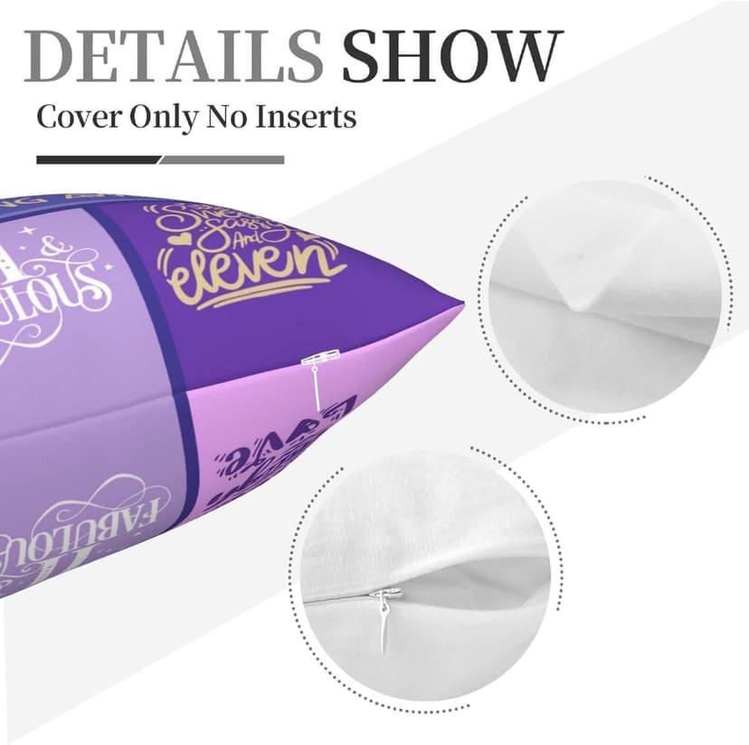 11 Year Old Girl Birthday Gifts - 11th Birthday Decorations - Throw Pillow Covers 18 x 18 inch