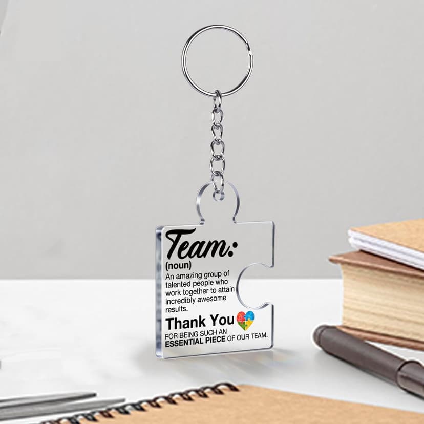 Gift Set for Employee, Staff, Teachers, Teamwork Puzzle Piece Keyring, Acrylic Team Appreciation Gifts Bulk Thank You Keychains for Coworkers B0FD9YB7K3