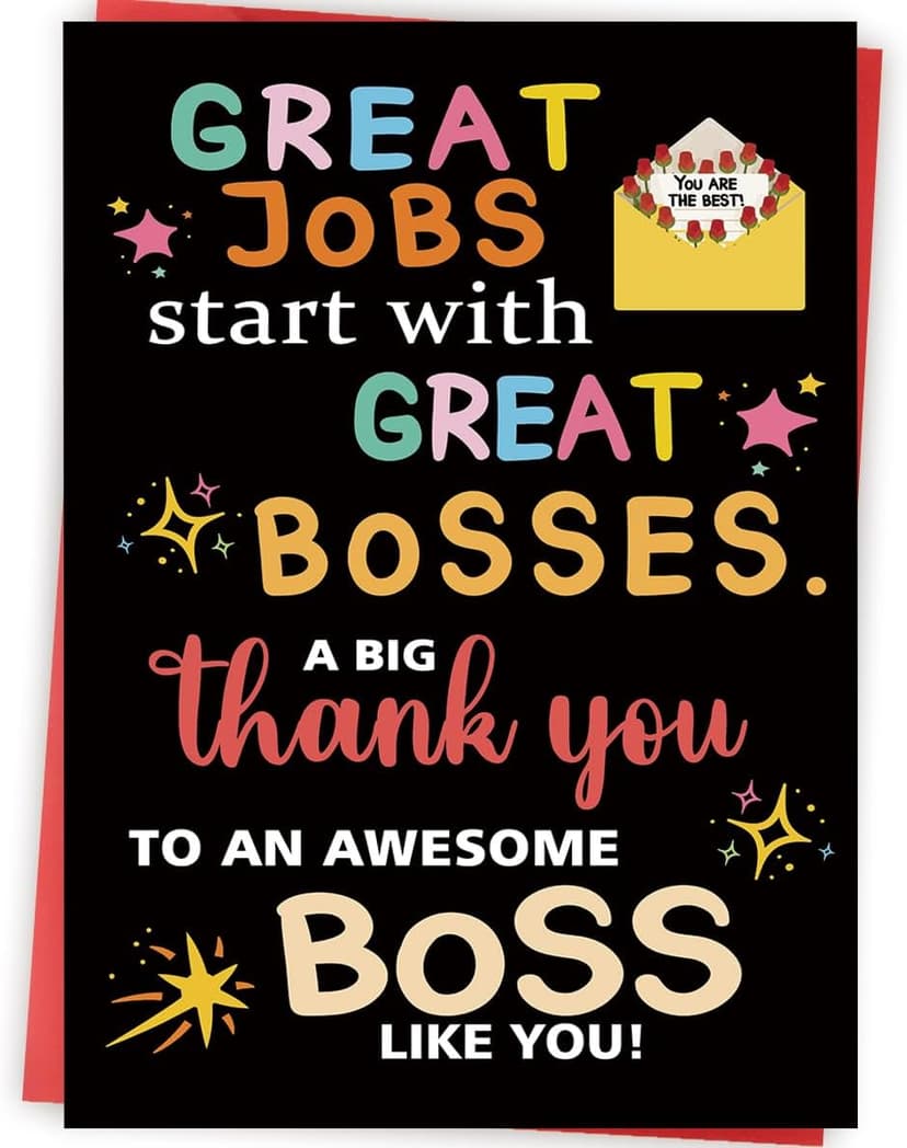 Thank You Card Gifts for Boss Leader Manager, Cute Boss's Day Card for Her Him, Best Boss Appreciation Card for Men Women