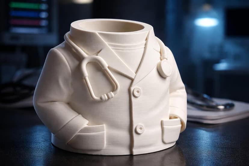 3D Printed Doctor Coat Pen Holder - Realistic Medical Desk Organizer with Stethoscope, White Doctor Sculpture Pen Cup for Office, Nurse, Medical Student Gift 5.9" x 3.5" x 4.3" (Male Doctor Style) B0GJZP6NRS