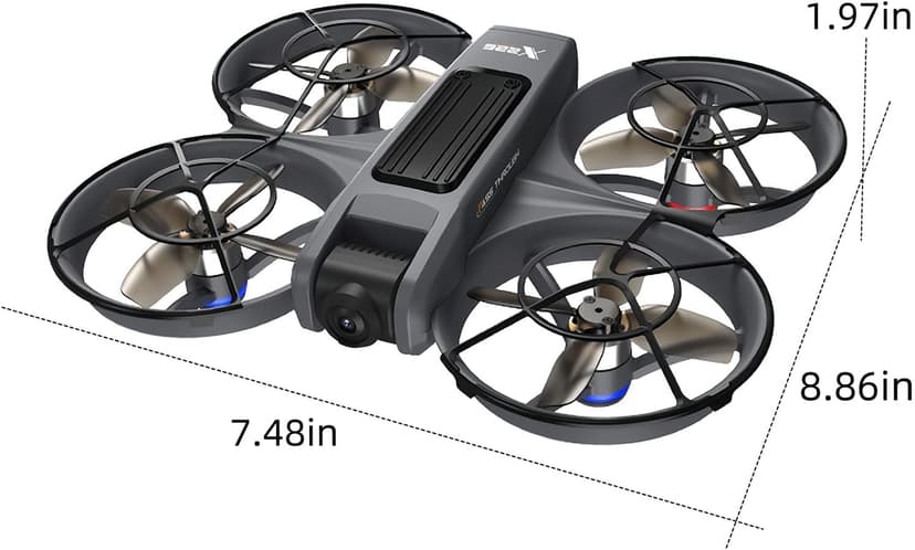 VR FPV Hobby Drone with VR Goggles, One Key Takeoff/Landing, APP Control, Brushless Motor, Dual Batteries, Beginner-Friendly Quadcopter with Propeller Guards, Altitude Hold, Optical Flow Positioning, Dual Cameras & LED Night Lights, a first-person view